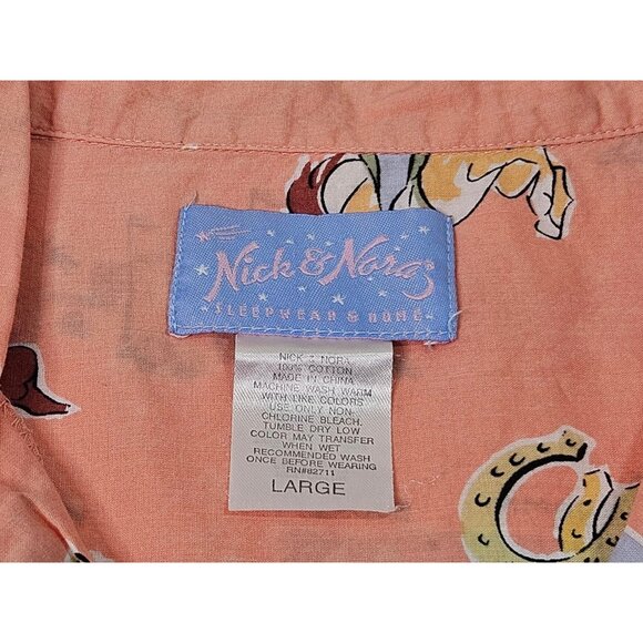 Vintage Nick & Nora Texas Map Cowgirl Pajama Top Shirt Short Sleeve RARE HTF - Picture 6 of 11